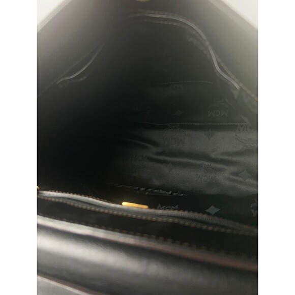 MCM 2WAY Shoulder Bag Handbag Turnlock Men's Women's Black Leather - Picture 10 of 14